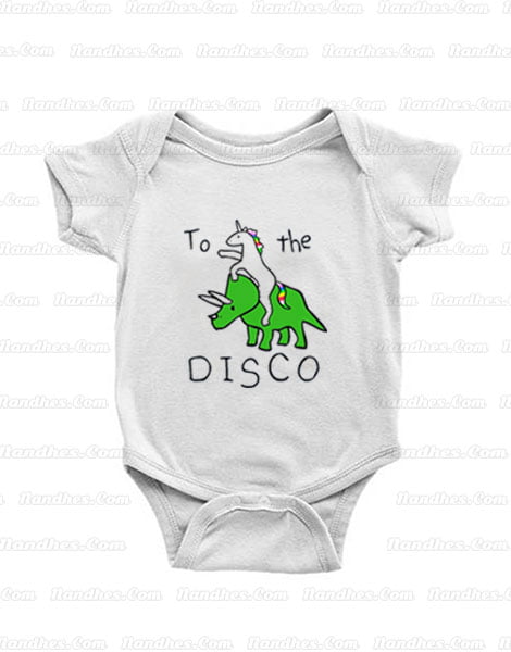 To-The-Disco-(Unicorn-Riding-Triceratops)-Baby-Onesie